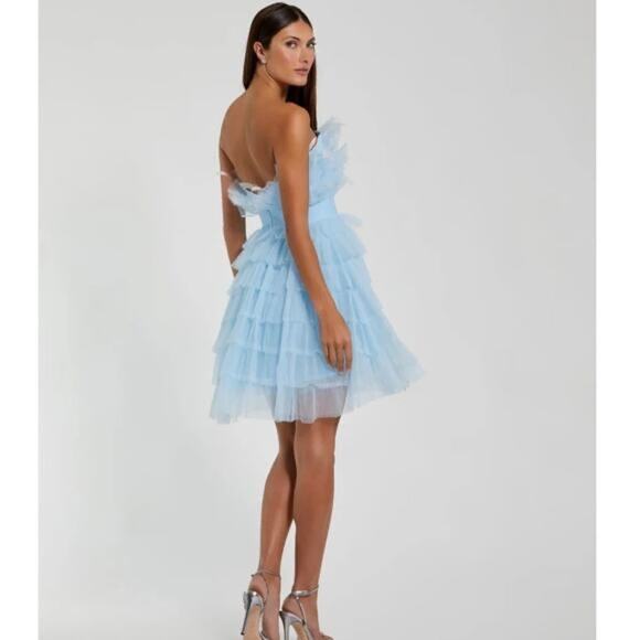 MAC DUGGAL 20529 Powder Blue Strapless Feathers Short Tulle Dress NWT sz 6 - Picture 6 of 16